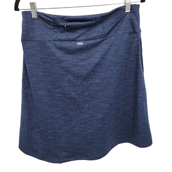 MPG Activewear Skirt M Navy Blue Print Stretch High Low Aline Pockets Athletic - Picture 3 of 15